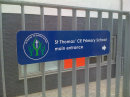 Railing mounted school sign london